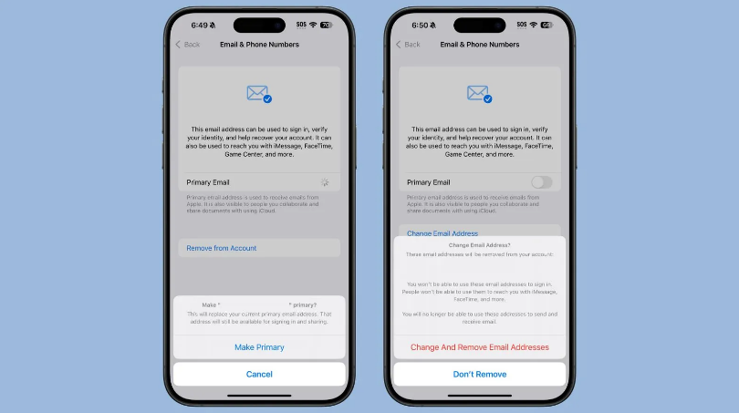 郊区苹果手机维修分享苹果 iOS 18.1 支持设置“主要”邮箱地址并更改 iCloud 邮箱 